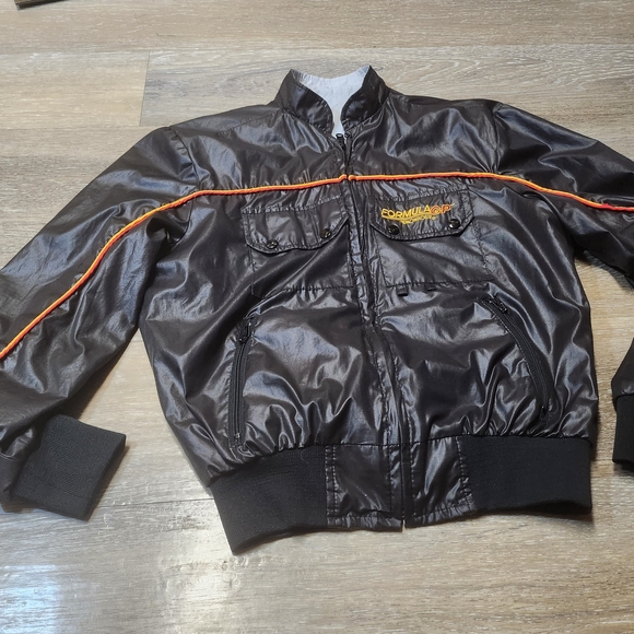 Vintage 90s Reversible Black/white Bomber Jacket with Orange Trim. Formula Gp - Picture 3 of 11